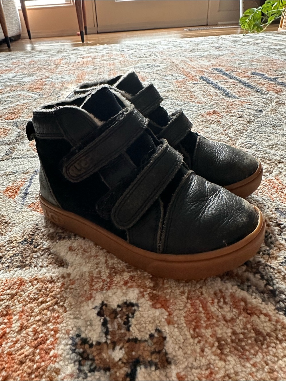UGG Kids Black High-Top Sneakers with Brown Sole